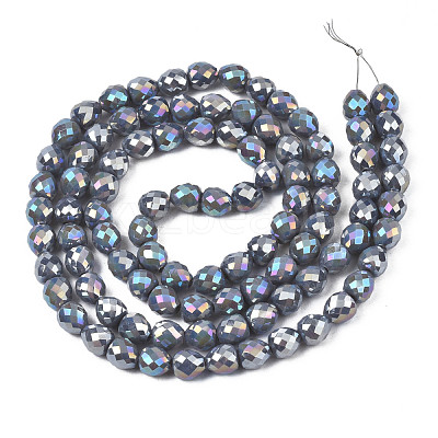 Electroplate Opaque Solid Color Glass Beads Strands EGLA-N002-26-A07-1
