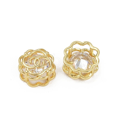 Brass Micro Pave Cubic Zirconia Beads KK-C093-08G-01-1