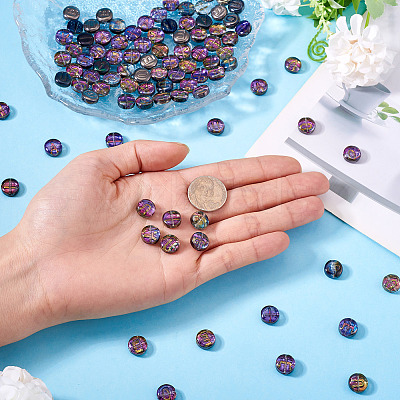 100Pcs 5 Styles Transparent Electroplated UV Plating Glass Beads GLAA-TA0003-19D-1