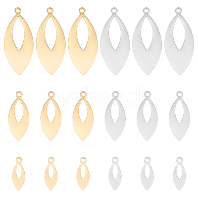 24Pcs 2 Colors 3 Sizes 201 Stainless Steel Pendants STAS-UN0032-65-1
