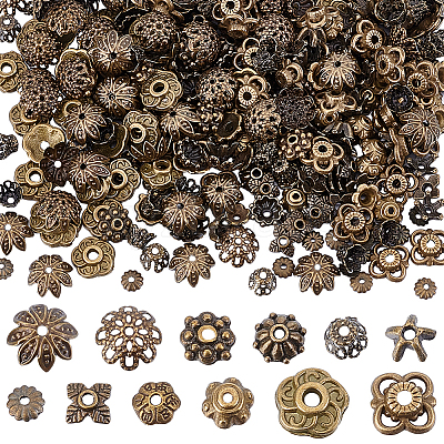 360Pcs 12 Styles Alloy & Iron Bead Caps Sets FIND-ME0001-39-1