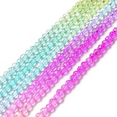 Transparent Gradient Color Glass Beads Strands X-GLAA-H021-01B-16-1
