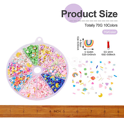 70G 10 Styles Handmade Polymer Clay Sprinkles Mix CLAY-SW0001-03B-1