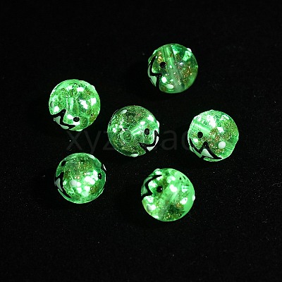 Luminous Handmade Enamel Gold Sand Glass Beads Strands LAMP-U004-08H-1