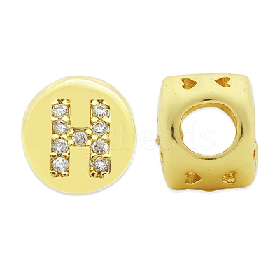 Brass Micro Pave Clear Cubic Zirconia Beads KK-T030-LA843-HX3-1