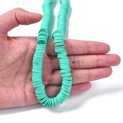 Flat Round Handmade Polymer Clay Beads CLAY-R067-10mm-34-1
