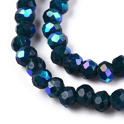 Electroplate Opaque Solid Color Glass Beads Strands EGLA-A034-P6mm-L07-1