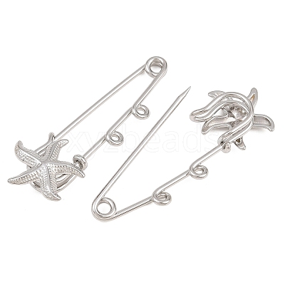 Starfish 304 Stainless Steel Safety Pins Brooch Findings SA-CBA098D-16H-P02-1