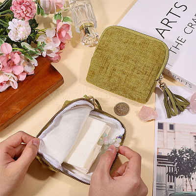 Velvet Jewelry Storage Zipper Bags with Tassel ABAG-WH0072-029-1
