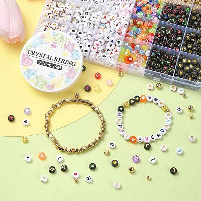 DIY Star & Flower & Letter Acrylic & Plastic Stretch Bracelet Beaded Necklace Making Kit DIY-YW0008-43-1