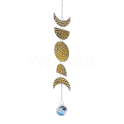 Moon Phase Theme Crystal Glass Sun Catcher Pendant PW-WG27FA6-01-1