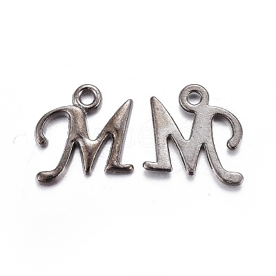 Gunmetal Plated Alloy Letter Pendants LS-PALLOY-J718-01B-M-1