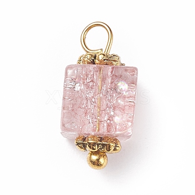 Crackle Glass Pendants PALLOY-JF01455-1