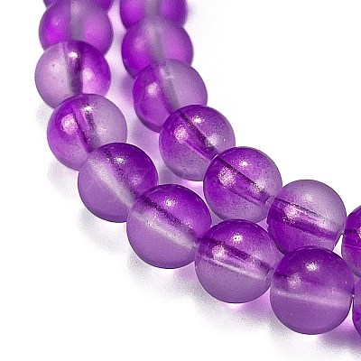 Frosted Transparent Glass Bead Strands X1-GLAA-P065-8mm-15-1