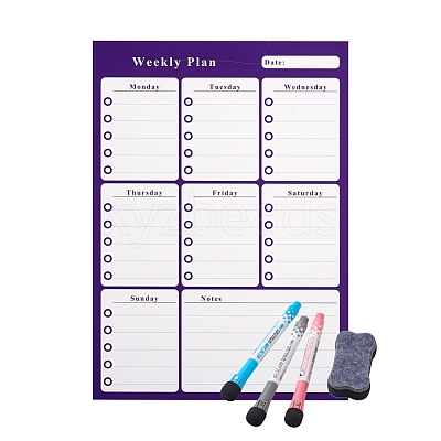 Magnetic Dry Erase Weekly Calendar for Fridge AJEW-E043-07A-1