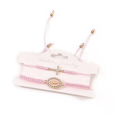 2Pcs Alloy Rhinestone Charm Bracelets for Women PW-WG418ED-02-1