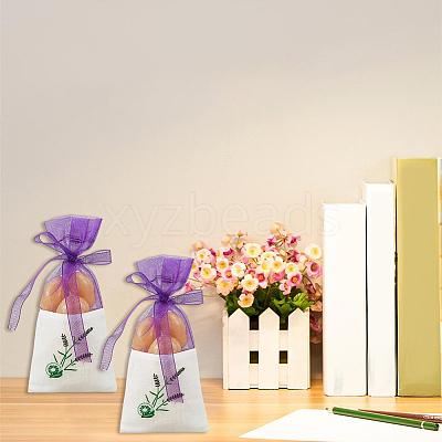 25Pcs Printed Cotton Organza Dried Flower Storage Drawstring Bags with Ribbon ABAG-SP0001-56A-1