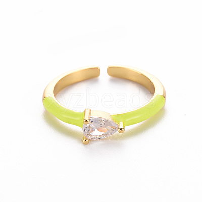Brass Enamel Cuff Rings RJEW-T016-27J-NF-1