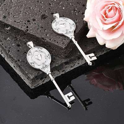 Tibetan Style Alloy Key Pendant Cabochon Bezel Settings PALLOY-J494-51AS-1