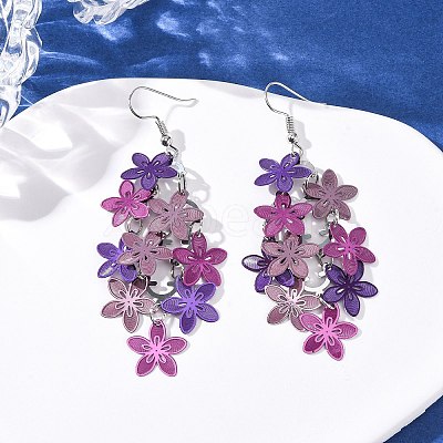 430 Stainless Steel Flower Dangle Earrings EJEW-A137-07P-02-1