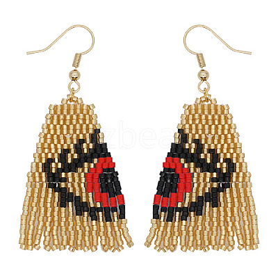 Glass Seed Beaded Dangle Earrings UP1893-03-1