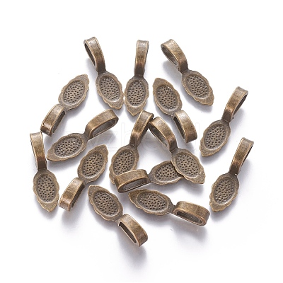 Tibetan Style Alloy Glue-on Flat Pad Bails K0P9R071-1