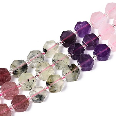 Natural Lapis Lazuli & Amethyst & Rose Quartz & Amazonite & Prehnite & Strawberry Quartz & Sunstone 7 Chakra Beads Strands G-P534-A27-02-1