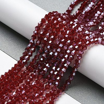 Transparent Electroplate Glass Beads Strands GLAA-F029-4mm-C27-1