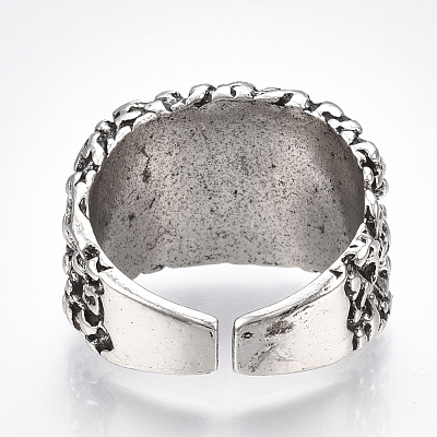 Alloy Glass Cuff Finger Rings RJEW-T006-01C-1