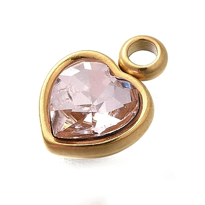 304 Stainless Steel with Rhinestone Pendants STAS-Q346-01G-01-1
