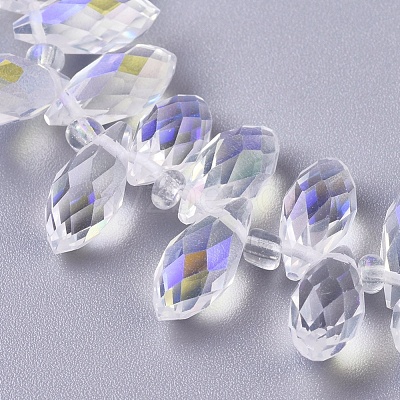 Electroplate Glass Faceted Teardrop Beads Strands EGLA-D014-38-1
