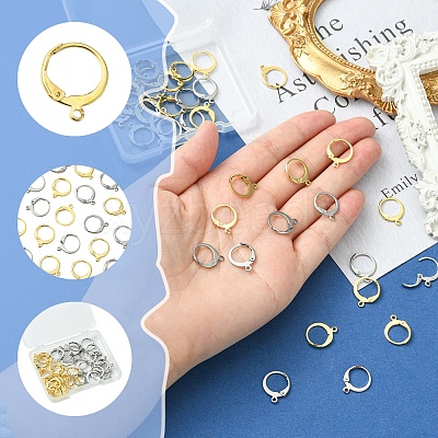 40Pcs 2 Colors 304 Stainless Steel Leverback Earring Findings STAS-FS0001-72-1