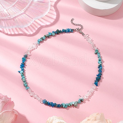Natural Rose Quartz & Howlite & Green Aventurine Chip Beaded Necklaces NJEW-JN05099-02-1