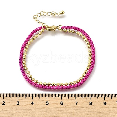 Brass Beaded Double Strand Bracelets BJEW-U040-02G-01-1