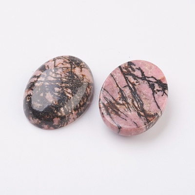 Natural Rhodonite Flat Back Cabochons X-G-G741-30x40mm-12-1