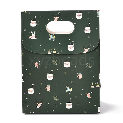 Christmas Themed Pattern Rectangle Kraft Paper Flip Bags CARB-L008-02S-02-1