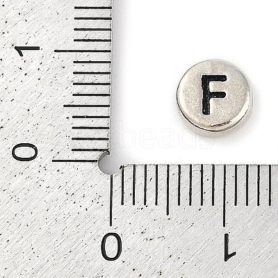 925 Sterling Silver Flat Round with Letter Beads STER-G044-01AS-F-1