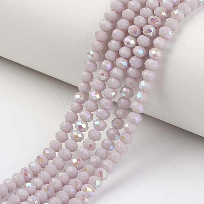 Electroplate Opaque Solid Color Glass Beads Strands EGLA-A034-P8mm-L08-1