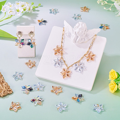 18Pcs 3 Styles Glass Pendants PALLOY-TA00343-1