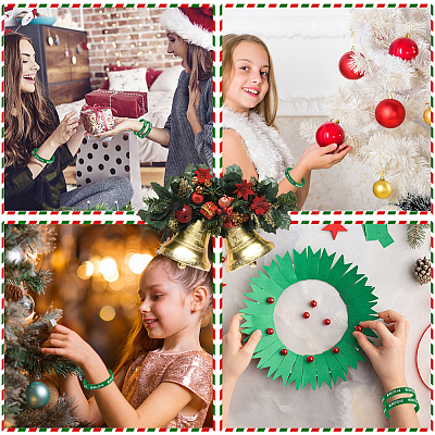 12Pcs Christmas Themed Silicon Cord Bracelets BJEW-CN0001-07-1
