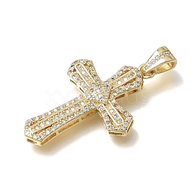 Brass Micro Pave Clear Cubic Zirconia Pendants CU-CBA9883-05K-G-1