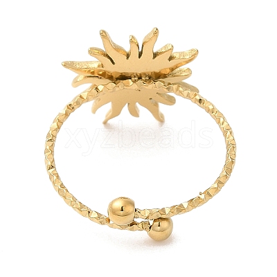 Ion Plating(IP) 304 Stainless Steel Sun Open Cuff Ring for Women RJEW-M149-08G-1
