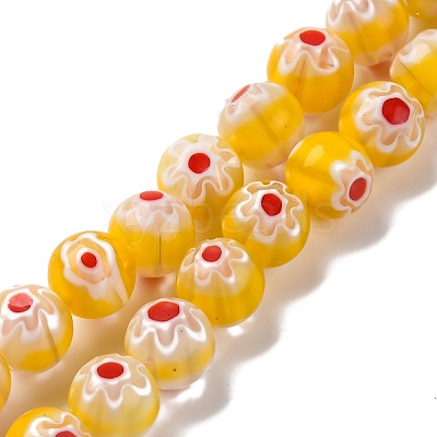 Handmade Millefiori Lampwork Beads Strands LAMP-G164-05E-1