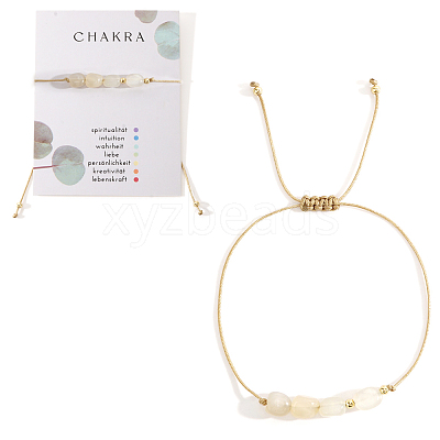 Chakra Adjustable Natural White Moonstone Bead Braided Bead Bracelets UY1901-2-1