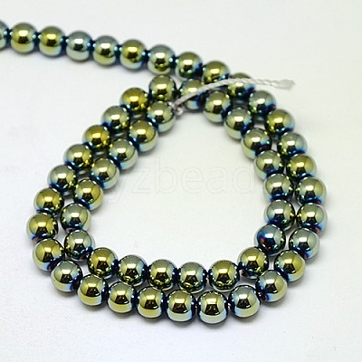 Electroplate Non-magnetic Synthetic Hematite Beads Strands G-J169A-8mm-06-1