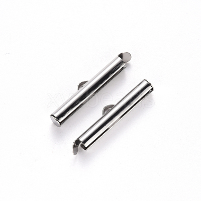 Non-Tarnish 304 Stainless Steel Slide On End Clasp Tubes X-STAS-S115-01H-P-1