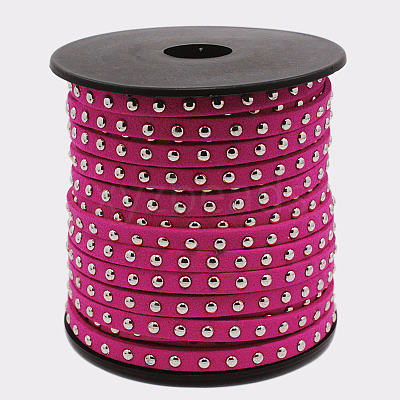 Silver Aluminum Studded Faux Suede Cord LW-D004-05-S-1