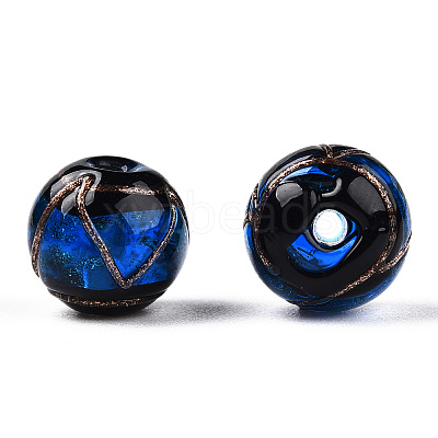 Handmade Gold Sand Lampwork Beads LAMP-T019-10mm-05-1