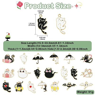 40Pcs 20 Styles Halloween Theme Zinc Alloy Enamel Pendants ENAM-CJ0006-67-1