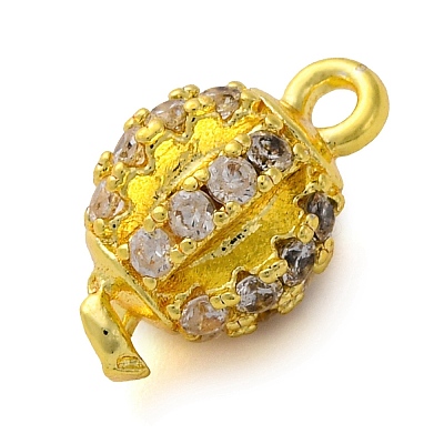Brass Micro Pave Clear Cubic Zirconia Connector Charms KK-A230-06C-G-1